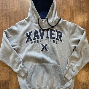 Colosseum Xavier Musketeers Gray and Navy Hoodie